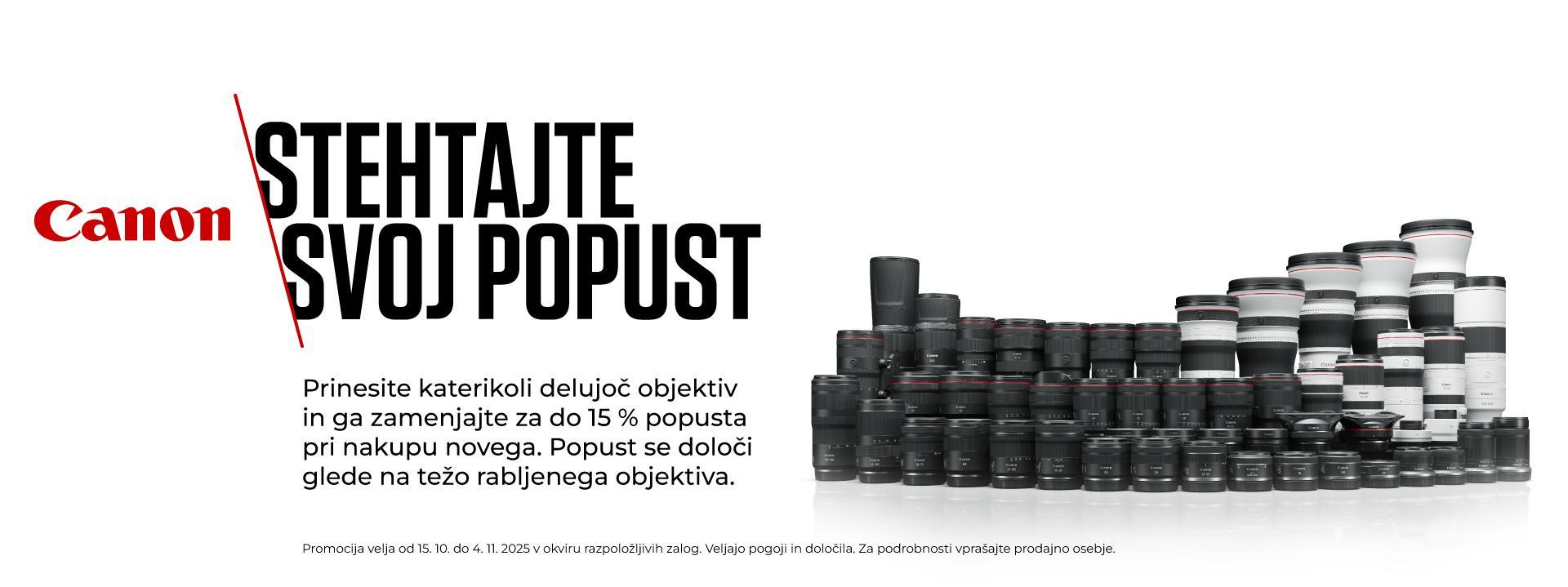 CANON RF OBJEKTIVI STEHTAJ SVOJ POPUST 15.10. - 4.11.2025