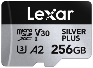 Lexar microSDXC 256GB R205/W150MB/s UHS-I A2 V30 Silver Plus