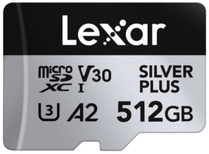 Lexar microSDXC 512GB R205/W150MB/s UHS-I A2 V30 Silver Plus (Kopija)